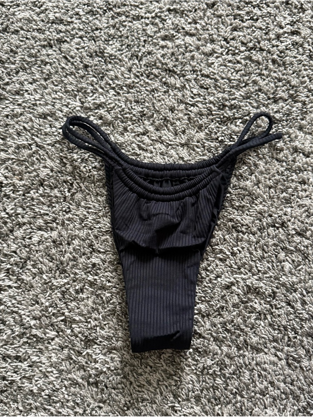 REVOLVE Black Ribbed High-Cut Bikini Bottom
